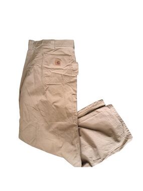 CARHARTT 100% COTTON lightweight khaki tan carpenter pants loose fit Men 44/30